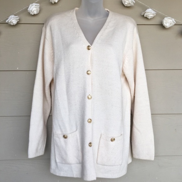 oversized gold button cardigan